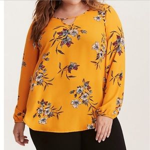 Torrid yellow floral blouse